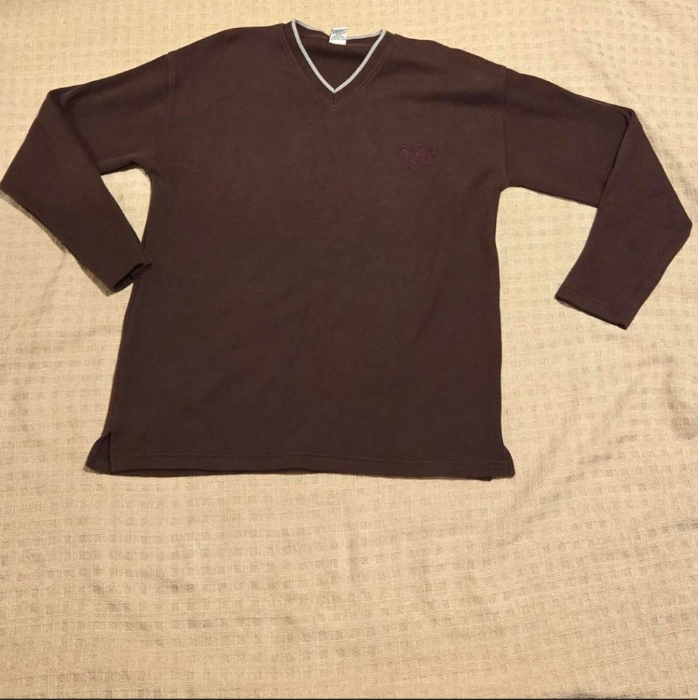 Vintage Rainforest Cafe Orlando Maroon V neck Knit Mens Sweater XL